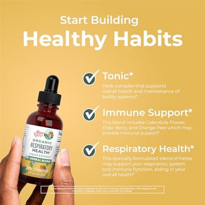 MaryRuth Organics USDA Bio Flüssige Atemwegs-Tropfen mit Königskerze, Eibischwurzel & Holunder | Königskerzen-Tropfen für die Lunge | Kräutermischung zur Immununterstützung | Vegan | 30 ml