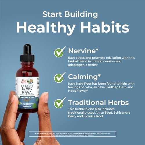 MaryRuth's Kava-Wurzel-Flüssigextrakt für Ruhe & Entspannung | Nervine & adaptogene Kräutermischung | USDA Bio | Zuckerfrei | Glutenfrei | Vegan | Ohne Gentechnik | Ab 14 Jahren | 30 ml | 30-Tage-Vorrat