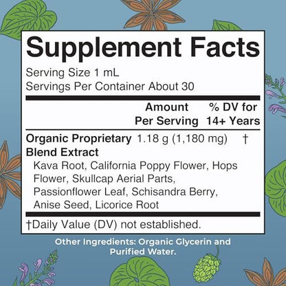 MaryRuth's Kava-Wurzel-Flüssigextrakt für Ruhe & Entspannung | Nervine & adaptogene Kräutermischung | USDA Bio | Zuckerfrei | Glutenfrei | Vegan | Ohne Gentechnik | Ab 14 Jahren | 30 ml | 30-Tage-Vorrat