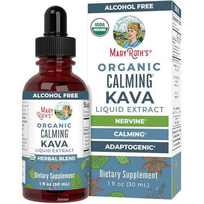 MaryRuth's Kava-Wurzel-Flüssigextrakt für Ruhe & Entspannung | Nervine & adaptogene Kräutermischung | USDA Bio | Zuckerfrei | Glutenfrei | Vegan | Ohne Gentechnik | Ab 14 Jahren | 30 ml | 30-Tage-Vorrat