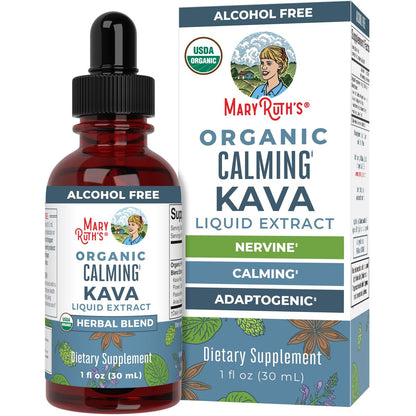 MaryRuth's Kava-Wurzel-Flüssigextrakt für Ruhe & Entspannung | Nervine & adaptogene Kräutermischung | USDA Bio | Zuckerfrei | Glutenfrei | Vegan | Ohne Gentechnik | Ab 14 Jahren | 30 ml | 30-Tage-Vorrat