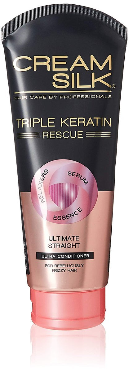 Cream Silk Triple Keratin Rescue Ultimate Straight Conditioner 340 ml – Glätte und Pflege für geschädigtes Haar