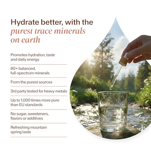 MAYU Trace Mineral Drops – 1 Flasche – 80+ Vollspektrum Ionische Mineralien für Wasser – Großartig schmeckendes Mineral-Supplement für Hydration – Magnesium, Kalium & Zink – Ohne Zusätze – 30 Portionen