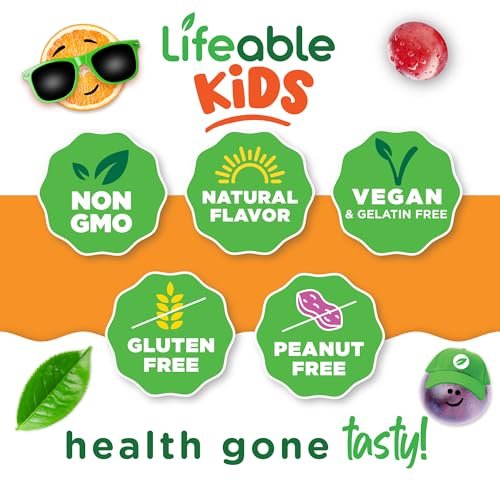 Lifeable Vitamin B-Komplex für Kinder | mit Vitamin C | Lecker schmeckende B-Komplex Gummis | Vegan | Energie- und Nervenunterstützung | 90 Gummis