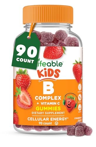 Lifeable Vitamin B-Komplex für Kinder | mit Vitamin C | Lecker schmeckende B-Komplex Gummis | Vegan | Energie- und Nervenunterstützung | 90 Gummis