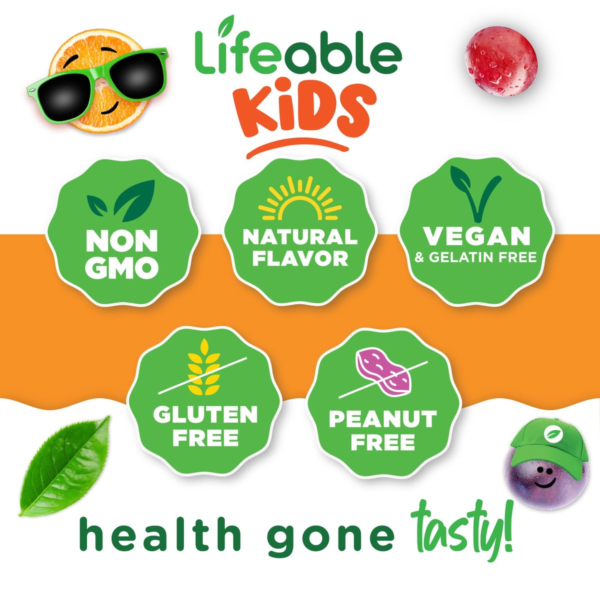 Lifeable Vitamin B-Komplex für Kinder | mit Vitamin C | Lecker schmeckende B-Komplex Gummis | Vegan | Energie- und Nervenunterstützung | 90 Gummis