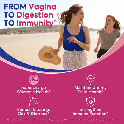Surebounty Probiotika für Frauen, 120 Milliarden KBE, 34 Stämme, Präbiotika, Verdauungsenzyme, Cranberry, 4-in-1 Weibliches Probiotikum, Verdauungs-, Vaginal-, Immununterstützung, 30 Kapseln