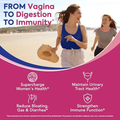 Surebounty Probiotika für Frauen, 120 Milliarden KBE, 34 Stämme, Präbiotika, Verdauungsenzyme, Cranberry, 4-in-1 Weibliches Probiotikum, Verdauungs-, Vaginal-, Immununterstützung, 30 Kapseln