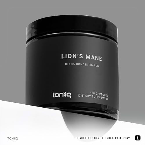 Toniiq Löwenmähne - Ultra-hohe Potenz 10:1 Extrakt mit 30% Polysacchariden - Hochkonzentriert & Bioaktiv - Laborgeprüft - 120 Kapseln