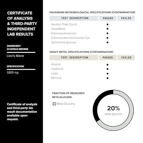 Toniiq Löwenmähne - Ultra-hohe Potenz 10:1 Extrakt mit 30% Polysacchariden - Hochkonzentriert & Bioaktiv - Laborgeprüft - 120 Kapseln