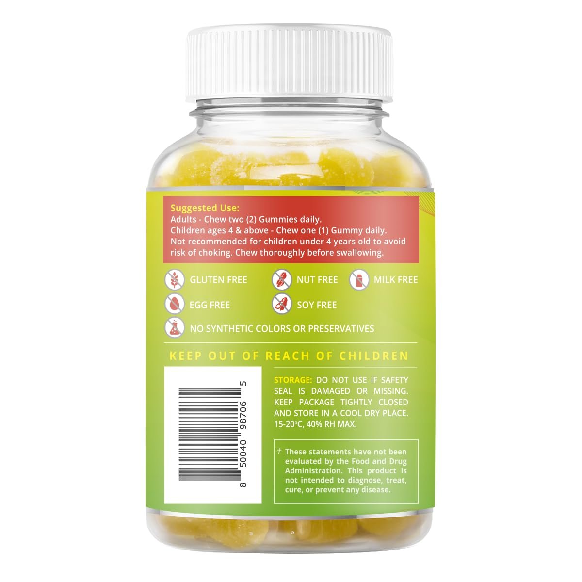 BeLive Magnesium Glycinat Gummis 200 mg – Zuckerfreies Supplement für Muskelentspannung, Schlafunterstützung & Herzgesundheit für Erwachsene & Kinder – Ananasgeschmack – 60 Stück