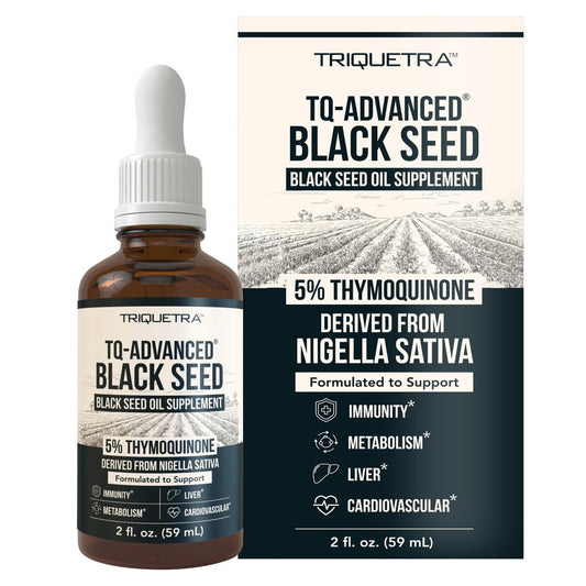 Schwarzkümmelöl flüssig | 5% Thymochinon - TQ-Advanced® | Hochpotent - 100 mg pro Portion - 15:1 Konzentrat aus Nigella Sativa Extrakt, Rohform, vegane Formel, Glasflasche (30 Portionen)