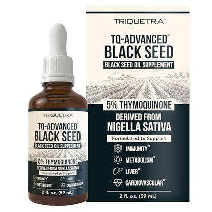 Schwarzkümmelöl flüssig | 5% Thymochinon - TQ-Advanced® | Hochpotent - 100 mg pro Portion - 15:1 Konzentrat aus Nigella Sativa Extrakt, Rohform, vegane Formel, Glasflasche (30 Portionen)