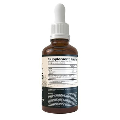 Schwarzkümmelöl flüssig | 5% Thymochinon - TQ-Advanced® | Hochpotent - 100 mg pro Portion - 15:1 Konzentrat aus Nigella Sativa Extrakt, Rohform, vegane Formel, Glasflasche (30 Portionen)