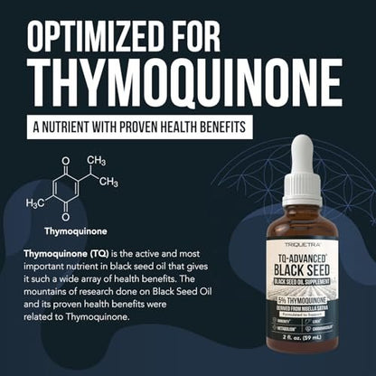 Schwarzkümmelöl flüssig | 5% Thymochinon - TQ-Advanced® | Hochpotent - 100 mg pro Portion - 15:1 Konzentrat aus Nigella Sativa Extrakt, Rohform, vegane Formel, Glasflasche (30 Portionen)