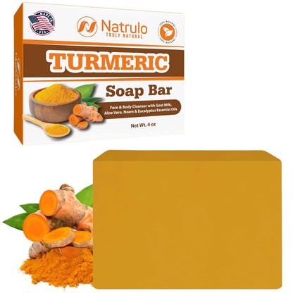 Turmeric Seife Bar für Gesicht & Körper – Natürliche Turmeric Hautaufhellende Seife gegen dunkle Flecken, Intimbereich, Achseln – Turmeric Gesichtsreinigung reduziert Akne, Narben & reinigt die Haut – Hergestellt in USA