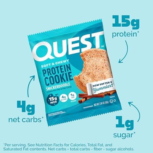 Quest Nutrition Snickerdoodle Protein Cookie – 15g Protein, 1g Zucker, Keto-freundlich, 4er-Pack