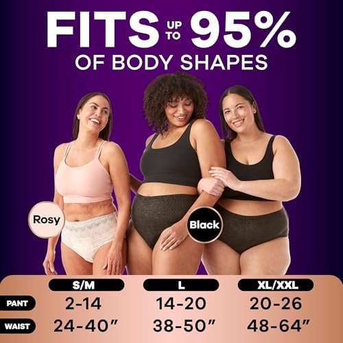 Always Discreet Boutique Inkontinenz- und Wochenbettunterwäsche für Frauen, Maximaler Schutz, Größe L, Schwarz, 10 Stück