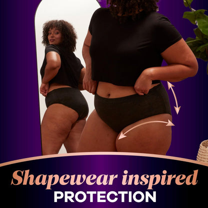 Always Discreet Boutique Inkontinenz- und Wochenbettunterwäsche für Frauen, Maximaler Schutz, Größe L, Schwarz, 10 Stück