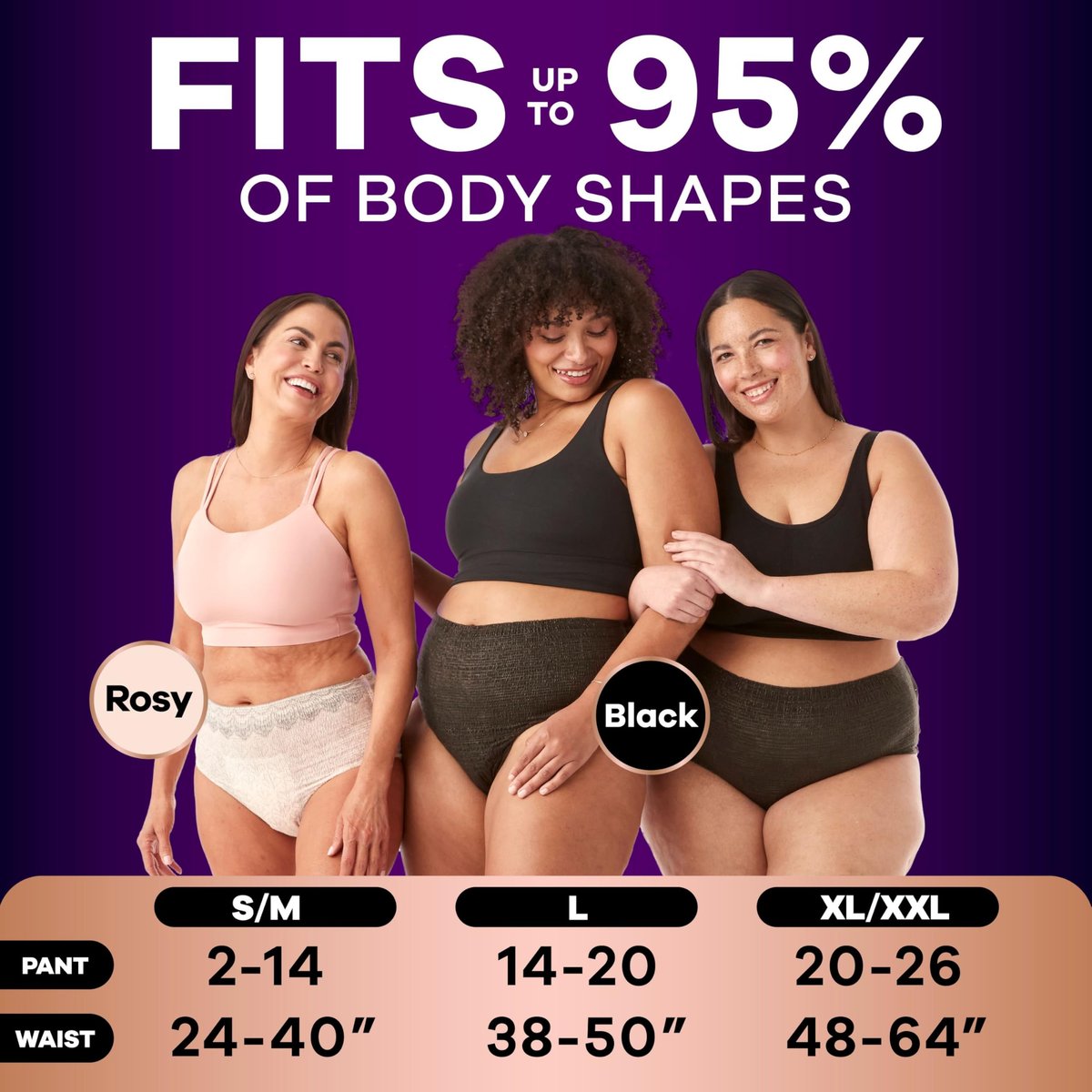 Always Discreet Boutique Inkontinenz- und Wochenbettunterwäsche für Frauen, Maximaler Schutz, Größe L, Schwarz, 10 Stück