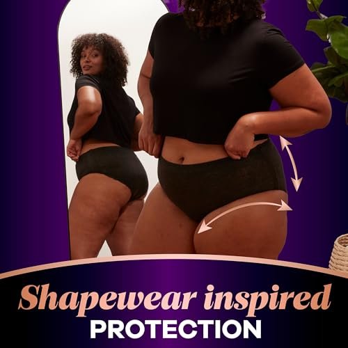 Always Discreet Boutique Inkontinenz- und Wochenbettunterwäsche für Frauen, Maximaler Schutz, Größe L, Schwarz, 10 Stück