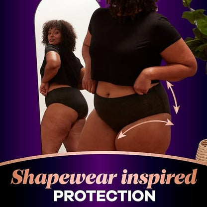 Always Discreet Boutique Inkontinenz- und Wochenbettunterwäsche für Frauen, Maximaler Schutz, Größe L, Schwarz, 10 Stück