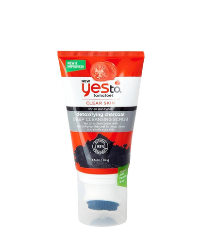 Yes To Tomatoes Clear Skin Reinigender Gesichtsreiniger für zu Akne neigende Haut, Tiefenreinigung, Salicylsäure & Holzkohle, 97% natürliche Inhaltsstoffe, 150 ml