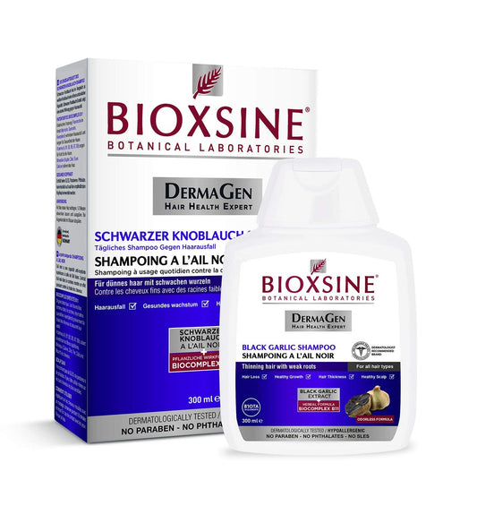 Bioxsine Kräuter-Shampoo mit Schwarzem Knoblauch für Haarwachstum und gesundes Haar – Geruchslos, für alle Haartypen, geeignet für Frauen und Männer, 300 ml