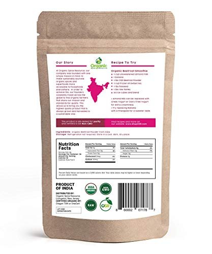 Bio Rote Bete Pulver | 226 g | USDA Bio, Roh & Non-GMO | Stickstoffmonoxid-Booster für Ausdauer & Durchblutung | Vegan | 100% Roh aus Indien