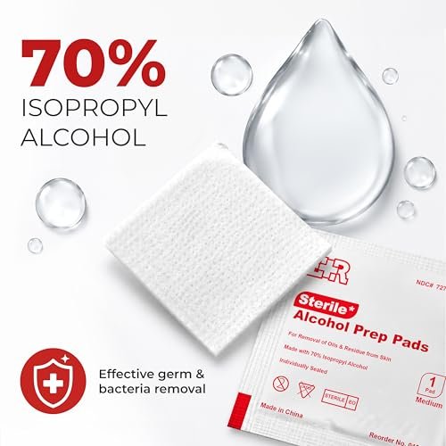 Ever Ready First Aid Alkoholtupfer, mittelgroß 2-lagig, einzeln verpackt, getränkt mit 70% Isopropylalkohol - 200 Stück