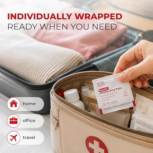 Ever Ready First Aid Alkoholtupfer, mittelgroß, 2-lagig, einzeln verpackt, mit 70% Isopropylalkohol getränkt - 400 Stück