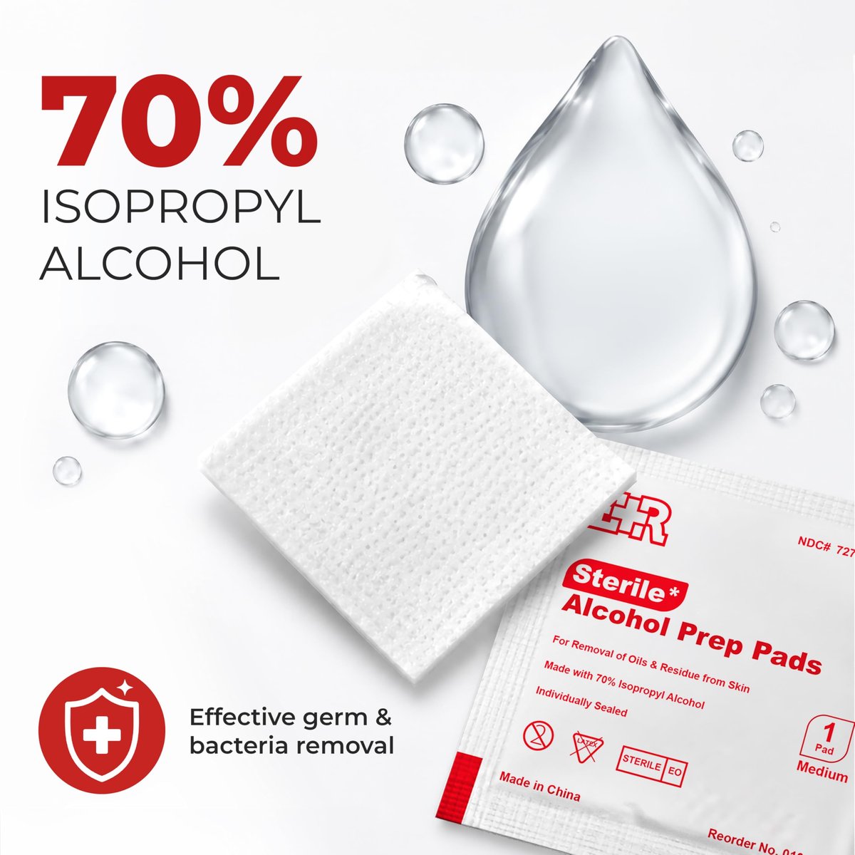 Ever Ready First Aid Alkoholtupfer, mittelgroß 2-lagig, einzeln verpackt, getränkt mit 70% Isopropylalkohol - 200 Stück