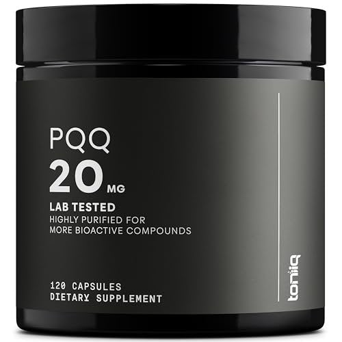 Toniiq 99%+ 20mg PQQ Supplement – Hochreines PQQ 20 mg konzentrierte Formel – 120 Kapseln – Pyrrolochinolinchinon – 1 Kapsel pro Portion – Vegetarische Kapseln