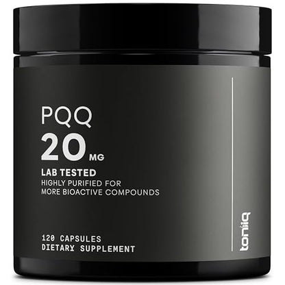 Toniiq 99%+ 20mg PQQ Supplement – Hochreines PQQ 20 mg konzentrierte Formel – 120 Kapseln – Pyrrolochinolinchinon – 1 Kapsel pro Portion – Vegetarische Kapseln