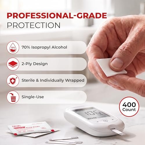 Ever Ready First Aid Alkoholtupfer, mittelgroß, 2-lagig, einzeln verpackt, mit 70% Isopropylalkohol getränkt - 400 Stück