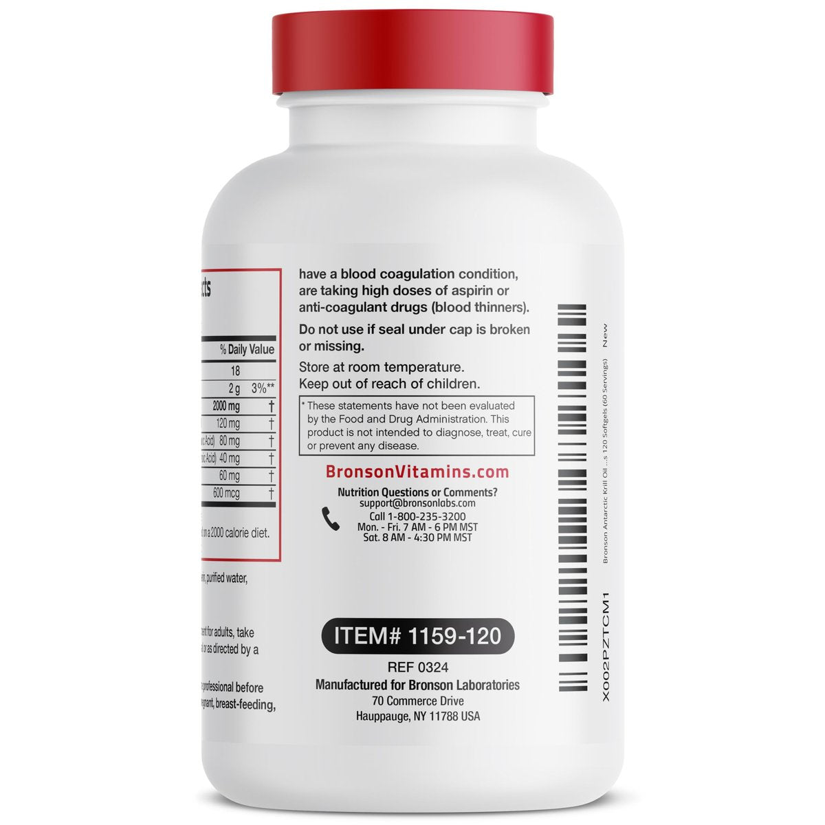 Bronson Antarktisches Krillöl 2000mg mit Omega-3 EPA, DHA, Astaxanthin und Phospholipiden – 120 Softgels