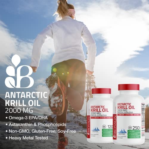 Bronson Antarktisches Krillöl 2000mg mit Omega-3 EPA, DHA, Astaxanthin und Phospholipiden – 120 Softgels