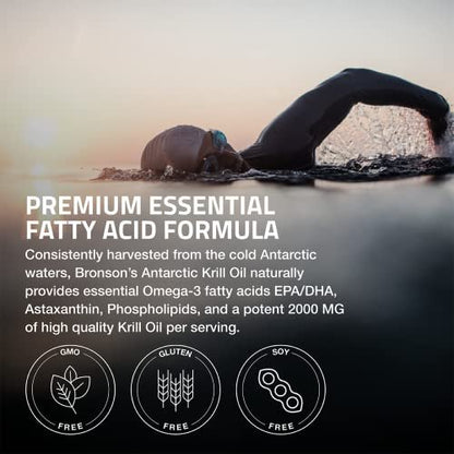 Bronson Antarktisches Krillöl 2000mg mit Omega-3 EPA, DHA, Astaxanthin und Phospholipiden – 120 Softgels