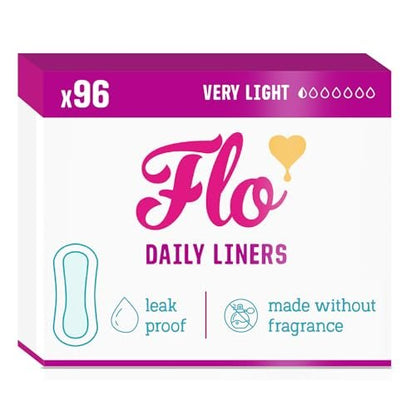 Flo - Tägliche Slipeinlagen (96er Pack) - Bio-Bambus Slipeinlagen für Frauen - Sehr leichter Fluss - Verpackt, ultradünn - Saugfähig, weich & atmungsaktiv - Duftfrei - Vegan & tierversuchsfrei