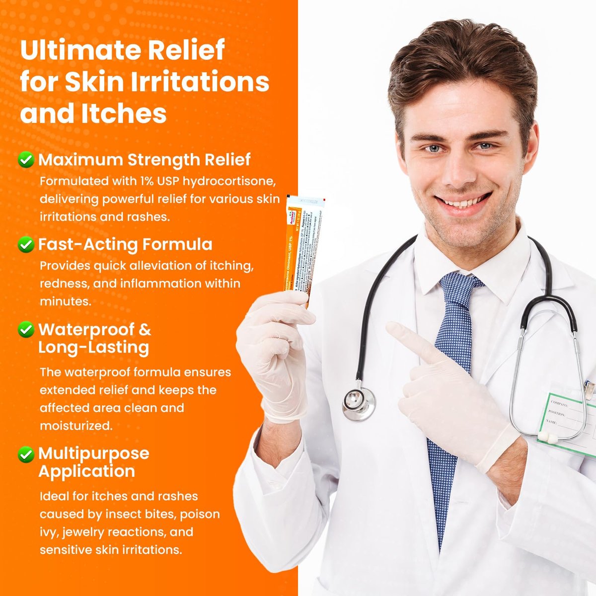 AVEDANA Hydrocortison Salbe 1% USP Maximale Stärke - 1oz Anti-Juckreiz Salbe für schnelle Linderung - Beruhigende und kühlende wasserfeste Formel mit Aloe Vera