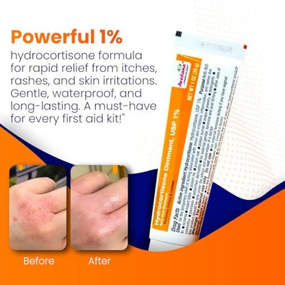 AVEDANA Hydrocortison Salbe 1% USP Maximale Stärke - 1oz Anti-Juckreiz Salbe für schnelle Linderung - Beruhigende und kühlende wasserfeste Formel mit Aloe Vera
