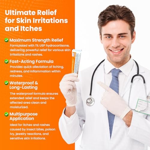 AVEDANA Hydrocortison Salbe 1% USP Maximale Stärke - 1oz Anti-Juckreiz Salbe für schnelle Linderung - Beruhigende und kühlende wasserfeste Formel mit Aloe Vera