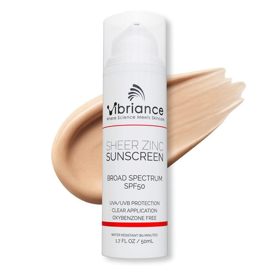 Vibriance Sheer Zink Sonnencreme - Getönte Gesichtscreme SPF 50, Leichte Feuchtigkeitspflege mit Niacinamid und Hyaluronsäure - 50 ml