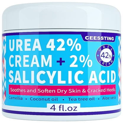 ENVISHA Urea Creme 42 Prozent für Füße - 42% Urea Fußcreme mit 2% Salicylsäure - Für Füße, Hände, Fersen, Ellbogen, Nägel & Knie - 118 ml