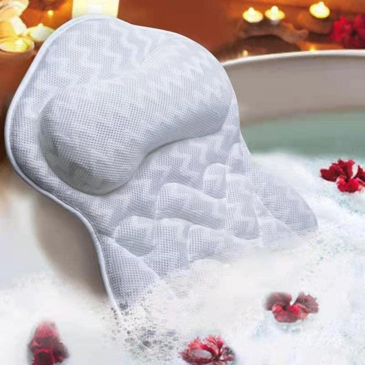 Badekissen – Stützkissen für die Badewanne mit starken Saugnäpfen und atmungsaktivem 3D AirMesh – Nacken-, Kopf- und Rückenstütze für Männer und Frauen