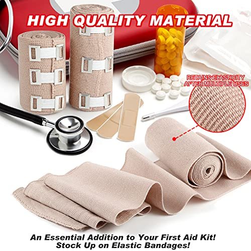 FRESINIDER Elastische Binden 4er-Pack (2×3 + 2×4 breite Rollen) + 24 Clips | Stretch-Kompressionsbinde dehnbar bis 4,5 m | Ideal für medizinische Zwecke, Sport, Verstauchungen, Wade, Knöchel & Fuß