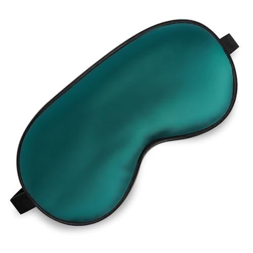 Seiden-Schlafmaske – Satin-Blickdichte Augenmaske mit verstellbarem Band für Männer & Frauen – Komfortable Schlafbrille für erholsamen Schlaf (Dunkelgrün)