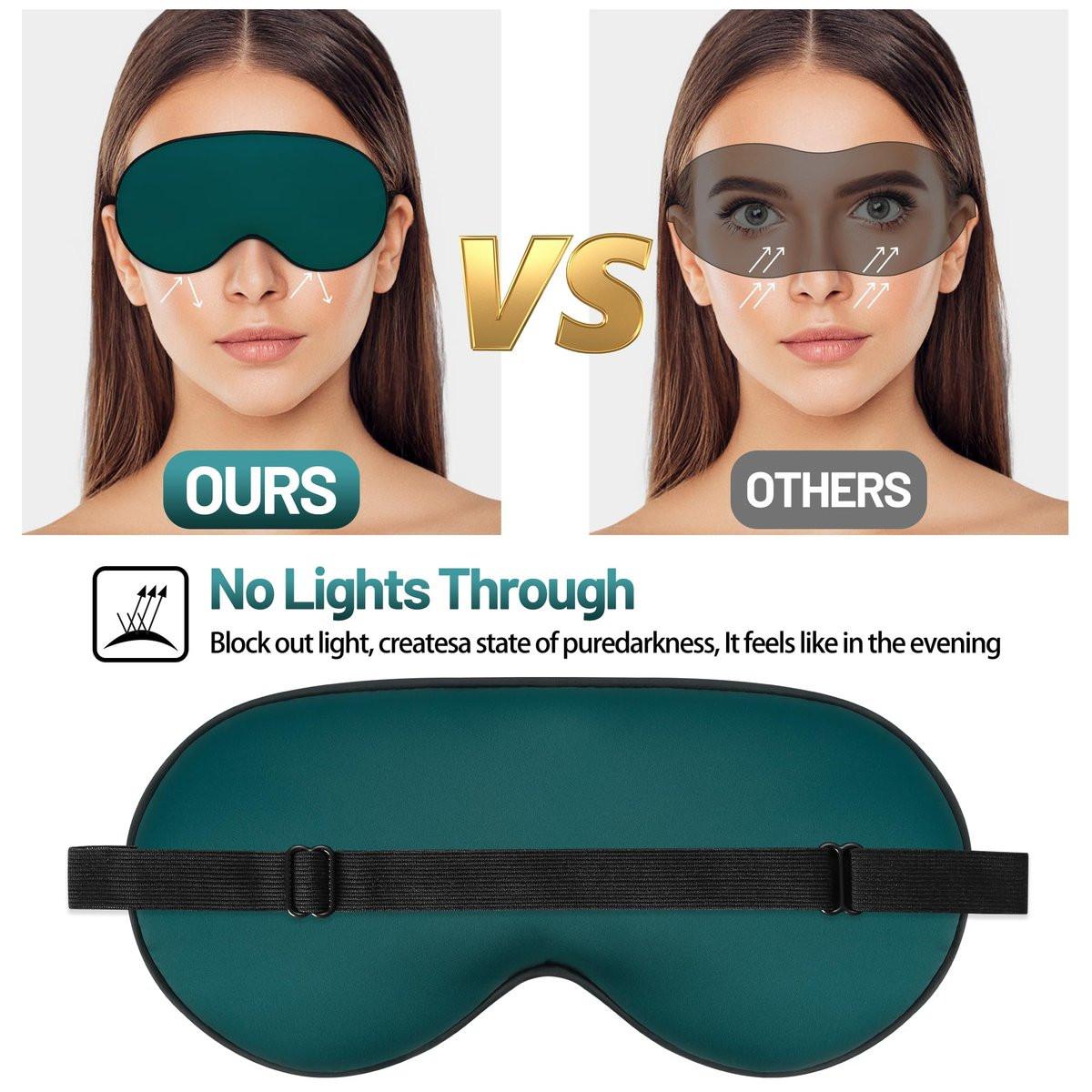 Seiden-Schlafmaske – Satin-Blickdichte Augenmaske mit verstellbarem Band für Männer & Frauen – Komfortable Schlafbrille für erholsamen Schlaf (Dunkelgrün)