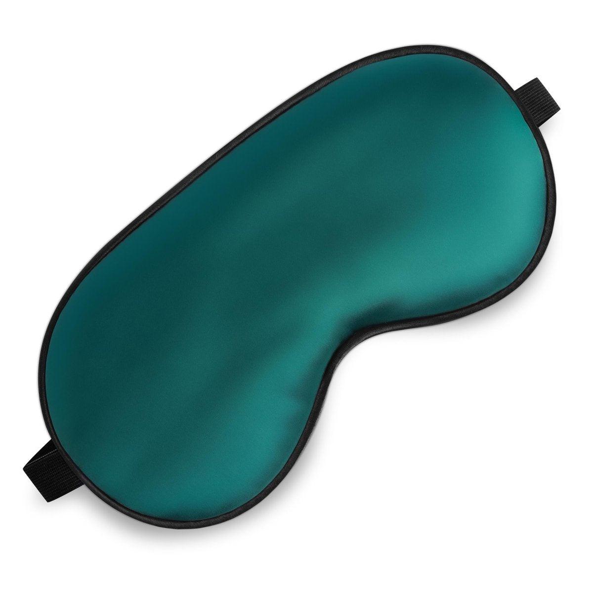 Seiden-Schlafmaske – Satin-Blickdichte Augenmaske mit verstellbarem Band für Männer & Frauen – Komfortable Schlafbrille für erholsamen Schlaf (Dunkelgrün)
