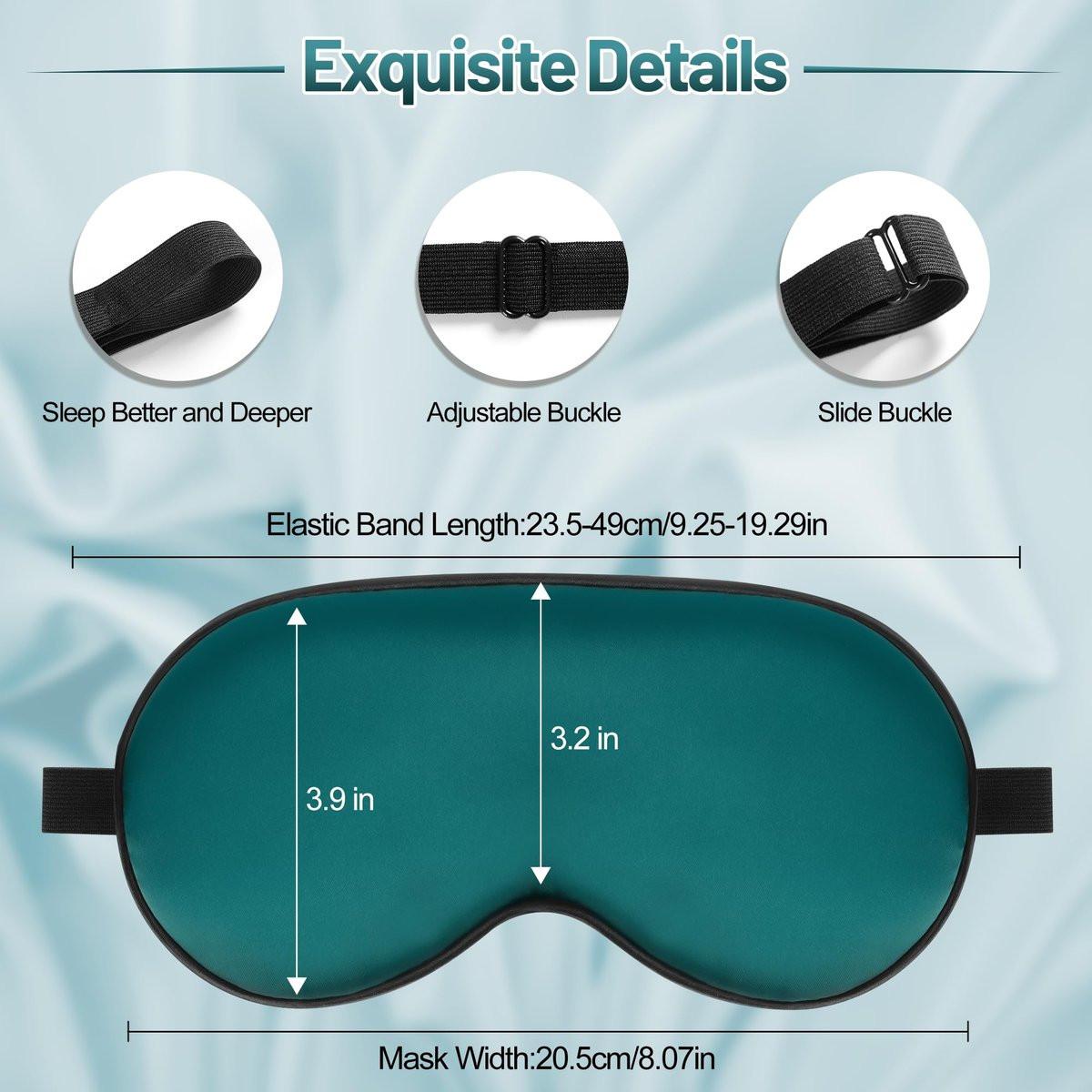 Seiden-Schlafmaske – Satin-Blickdichte Augenmaske mit verstellbarem Band für Männer & Frauen – Komfortable Schlafbrille für erholsamen Schlaf (Dunkelgrün)